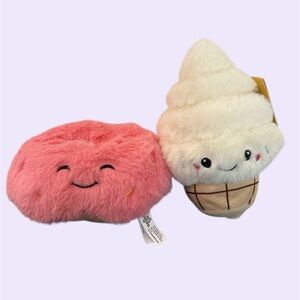 Foodie Friend Stuffed Donut and Ice Cream Plush Set of 2 NWT